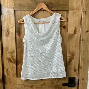 White/silver sequin top
